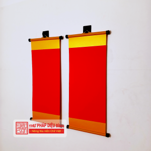 Cặp liễn giấy nhung, câu đối đỏ, góc chụp 5