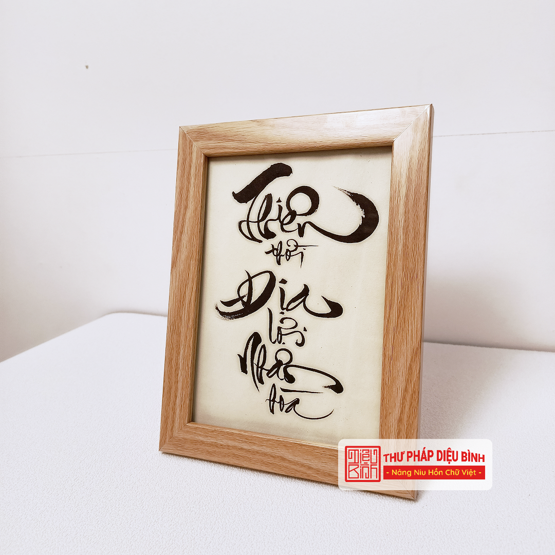 Tranh Thư Pháp “Thiên Thời – Địa Lợi – Nhân Hòa” – Món quà thu hút Thành Công & May Mắn - Diệu Bình Thư Pháp