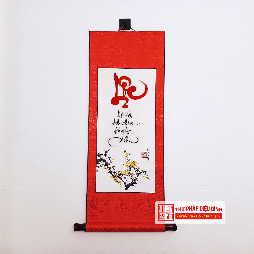 Liễn Bo Lụa – Chữ Thư Pháp Trang Trí Tết - Thư Pháp Diệu Bình