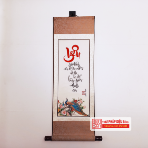 Liễn bo lụa chữ về gia đình, góc chụp 12