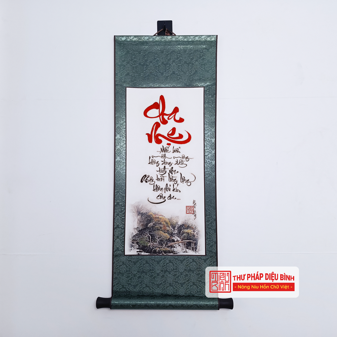 Liễn Bo Lụa – Chữ Thư Pháp Về Gia Đình - Thư Pháp Diệu Bình