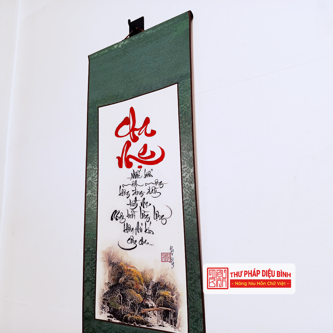 Liễn Bo Lụa – Chữ Thư Pháp Về Gia Đình - Thư Pháp Diệu Bình