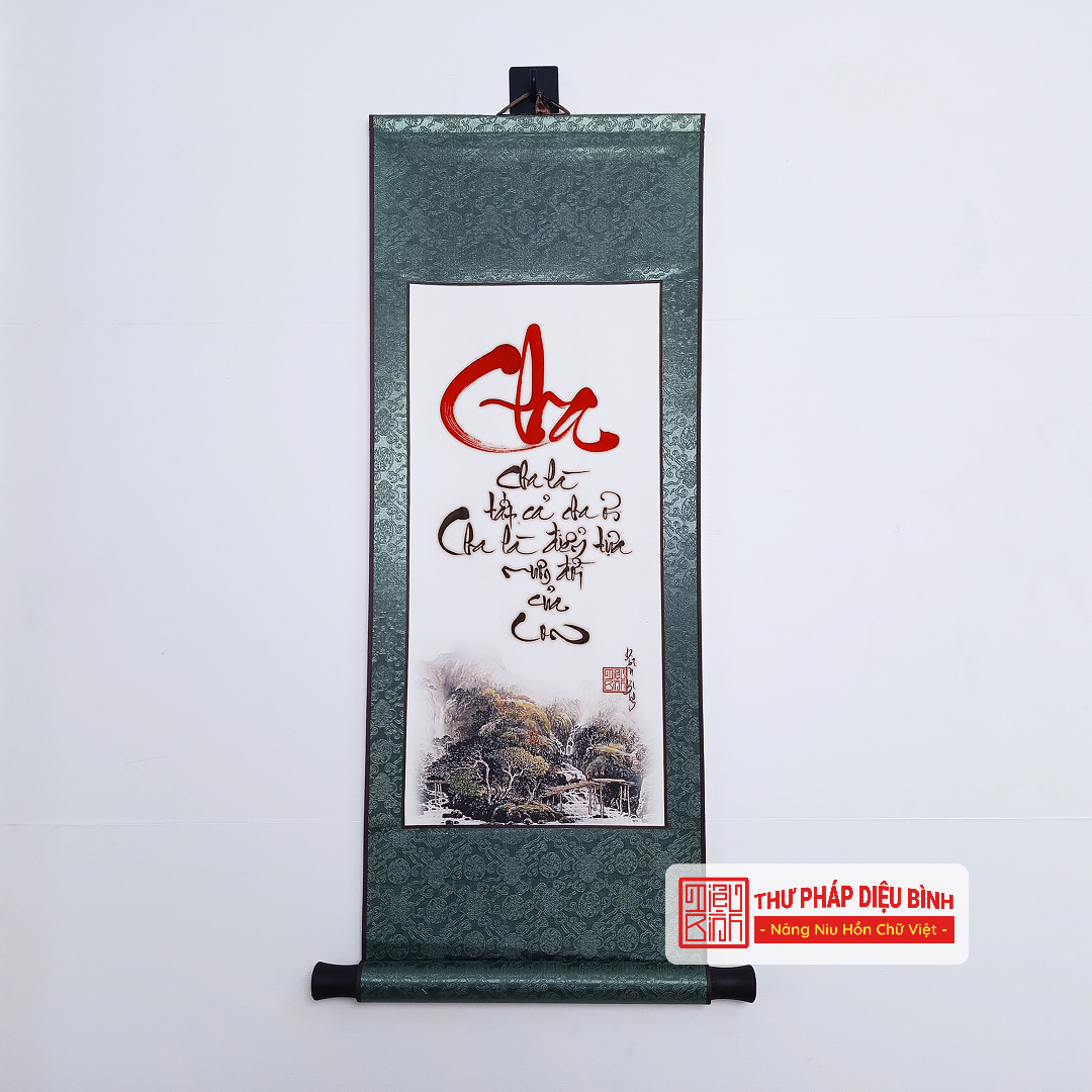 Liễn Bo Lụa – Chữ Thư Pháp Về Gia Đình - Thư Pháp Diệu Bình