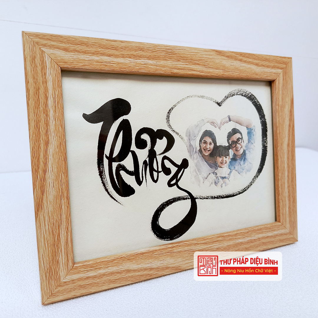 Tranh thư pháp “Thương” có màu - Thư Pháp Diệu Bình