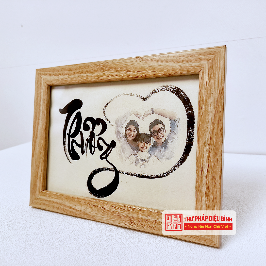 Tranh thư pháp “Thương” có màu - Thư Pháp Diệu Bình